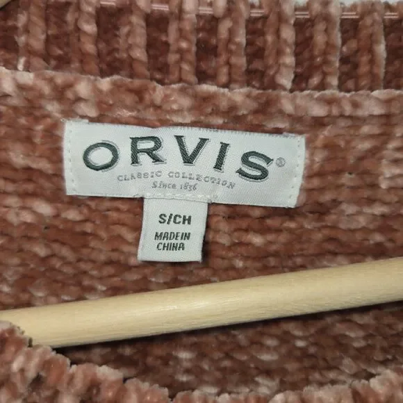 Orvis Womens Chenille Crewneck Sweater Plush Dusty Rose Size Small - Picture 3 of 4